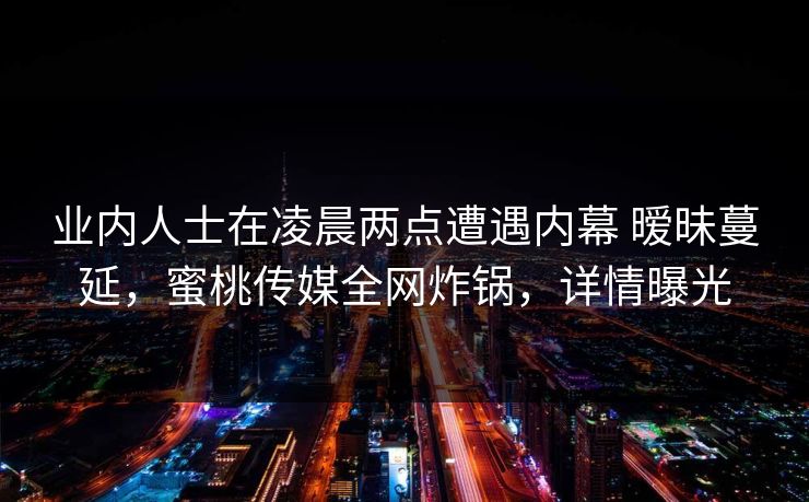 业内人士在凌晨两点遭遇内幕 暧昧蔓延,蜜桃传媒全网炸锅,详情曝光 业内人士在凌晨两点遭遇内幕 暧昧蔓延,蜜桃传媒全网炸锅,详情曝光