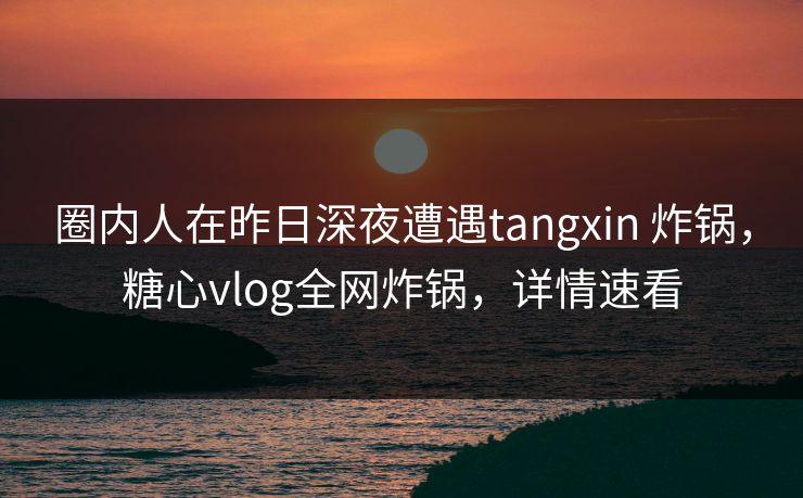圈内人在昨日深夜遭遇tangxin 炸锅，糖心vlog全网炸锅，详情速看