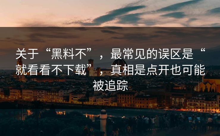 关于“黑料不”,最常见的误区是“就看看不下载”,真相是点开也可能被追踪 关于“黑料不”,最常见的误区是“就看看不下载”,真相是点开也可能被追踪