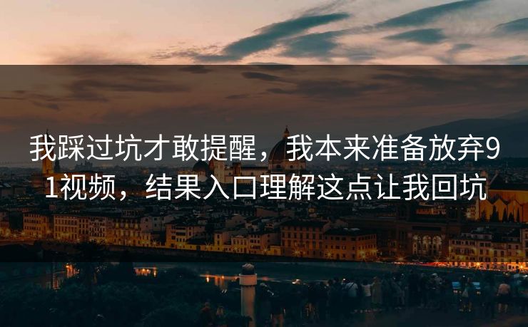 我踩过坑才敢提醒，我本来准备放弃91视频，结果入口理解这点让我回坑